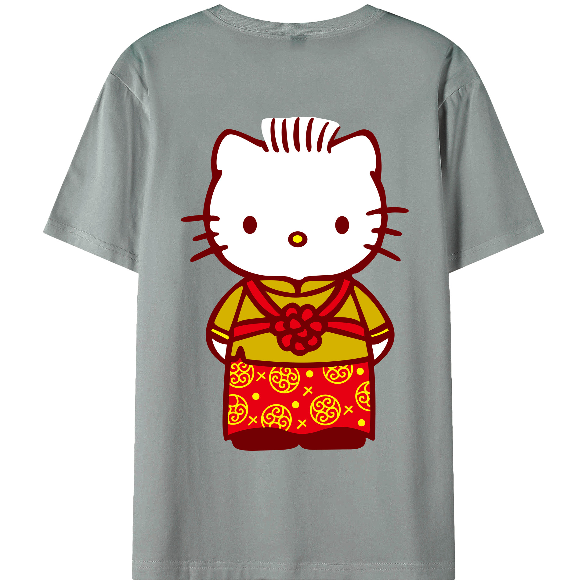 （画像用） Hello Kitty ハローキティ 綿100％ メンズ半袖Tシャツ（バックプリント） 通気性